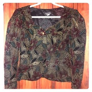 Retro Sequined blazer with red flowers